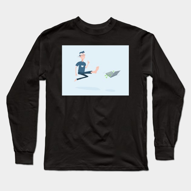 Kung Fu Guy kicks a PC Long Sleeve T-Shirt by rocioalb